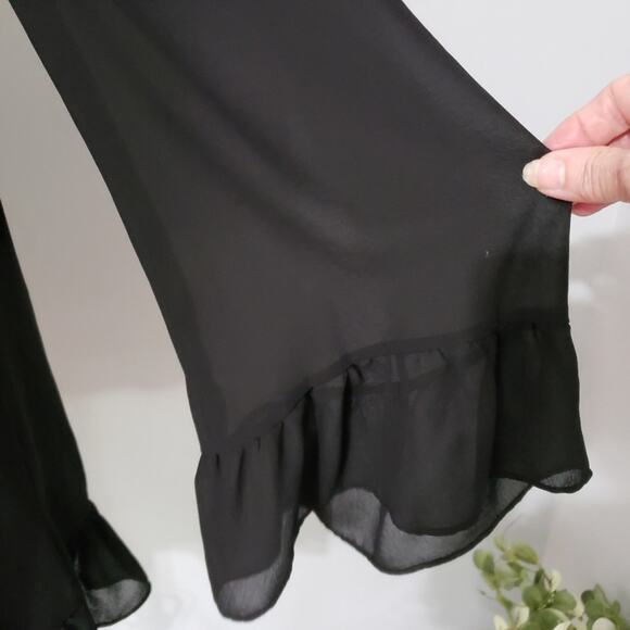 Show Me Your Mumu Little Black Semi Sheer Lined Mini Swing Tunic Dress Medium - Picture 5 of 9